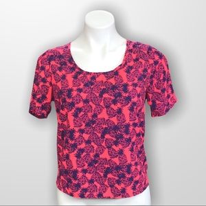 FUN & FLIRT Retro Style Neon Pink Pineapple Short Sleeve Top Size Medium